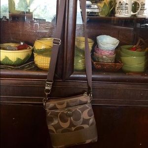 Authentic Metallic Silver Coach Crossbody